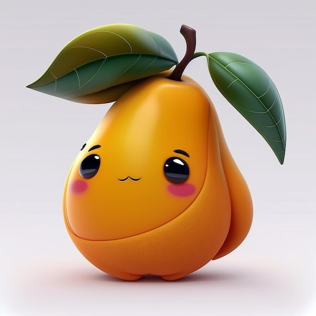 Niedliche Zeichentrickfigur einer Mango von generativer KI