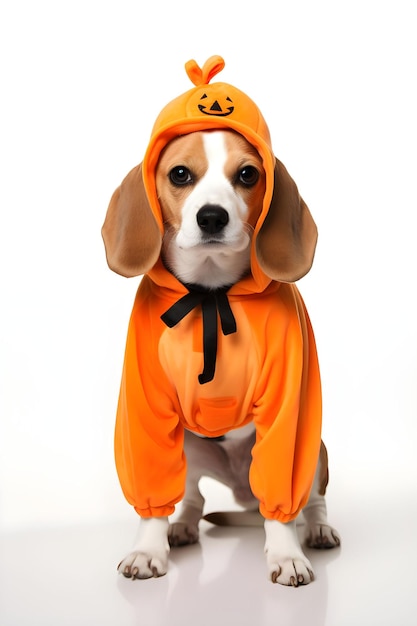 Foto niedlicher beagle im halloween-kostüm