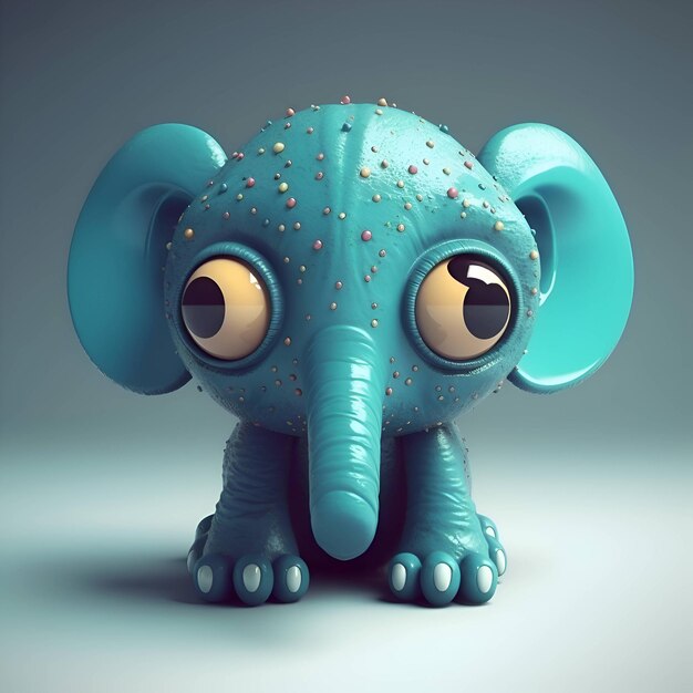 Niedlicher Cartoon-Elefant mit Augen und Mund, 3D-Illustration