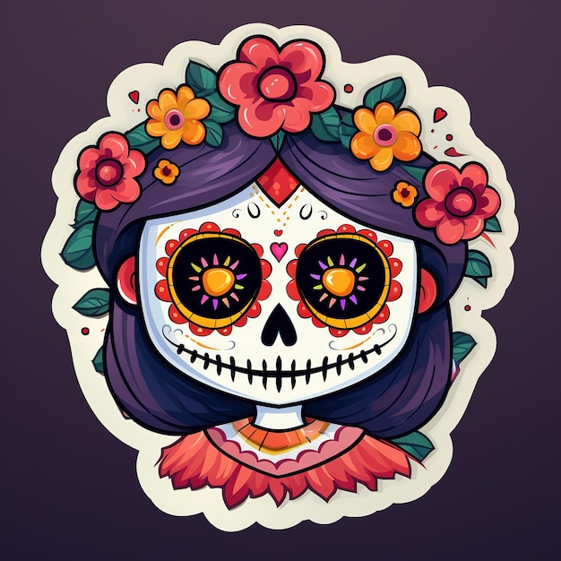 Niedlicher Dia de Muertos-Charakteraufkleber