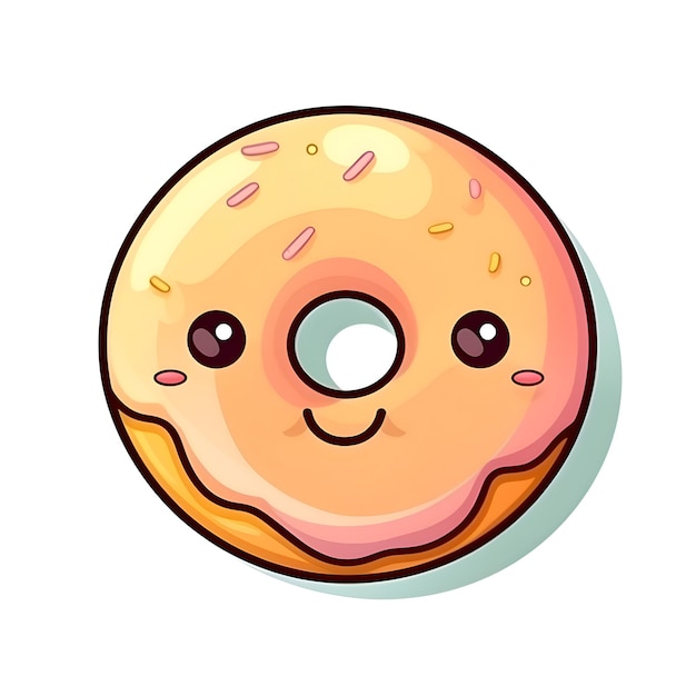 Niedlicher Donut mit Glasur und Streuseln. Vektorillustration