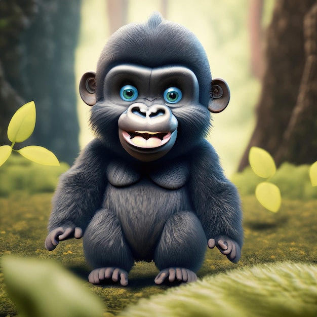Niedlicher Gorilla-3D-Charakter