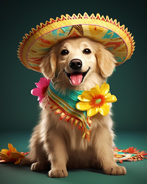 Niedlicher Hund auf Cinco de Mayo-Hintergrund