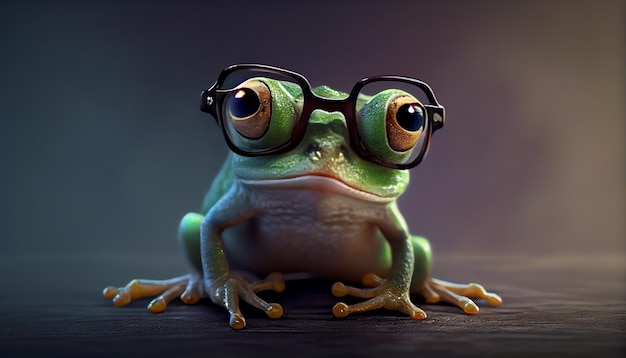 Niedlicher kleiner Frosch mit Brille