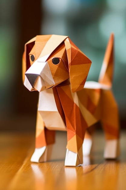 Niedlicher kleiner Hunderasse im Origami-Stil