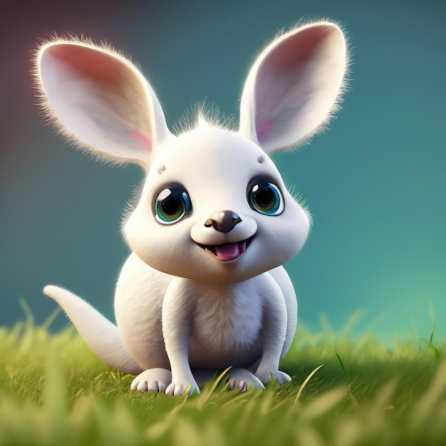 Niedlicher lächelnder Känguru-3D-Charakter