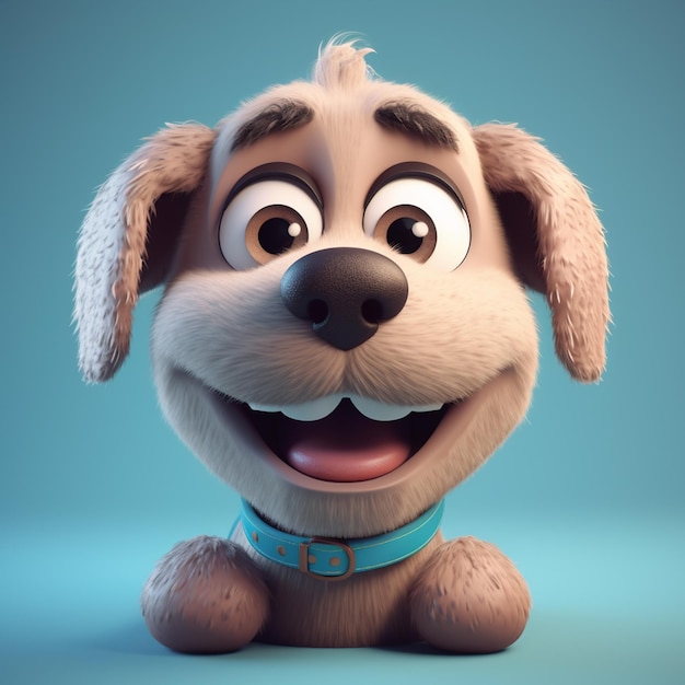 Niedlicher, lustiger Cartoon-Hund mit lustigem Ausdruck, Cartoon-Charakter, Lächeln, Gesicht, Hund, generative KI