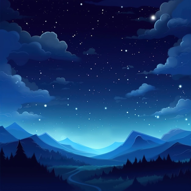 niedlicher Nachthimmel mit Sternen-Kinderillustration