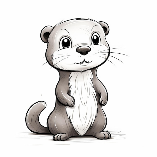Niedlicher Otter-Charakter, eine lebendige und einfache Linienzeichnung für Kinder
