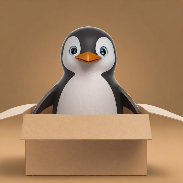 Niedlicher Pinguin in der digitalen Kunst der Box