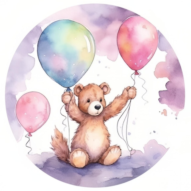 Niedlicher Teddybär mit Luftballons