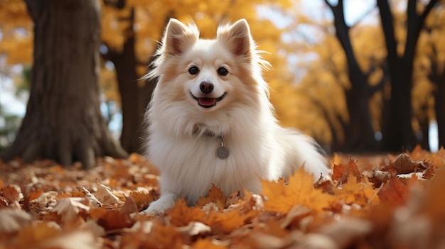 Niedlicher weißer haariger Hund HD 8K Hintergrund Wallpaper Stock Fotobild