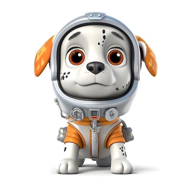 Niedliches 3D-Hundemaskottchen im Astronautenkostüm