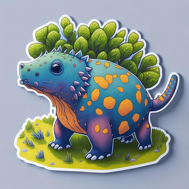 Niedliches Ankylosaurus-Charakter-Themen-Schnittaufkleber-Design, KI-generiert