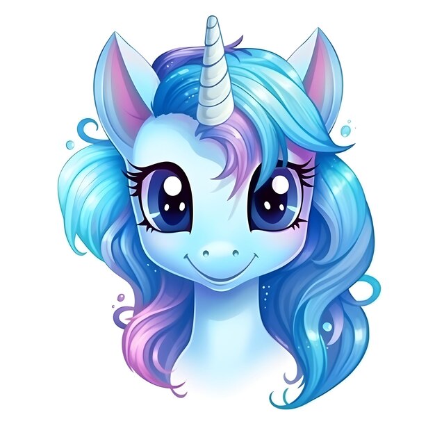 Niedliches blaues Fantasy-Pony-Einhorn