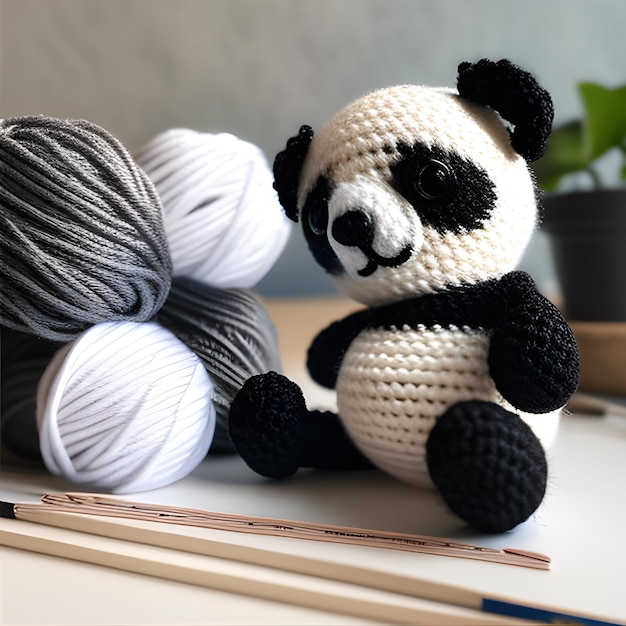 Niedliches Panda-Garn-Amigurumi