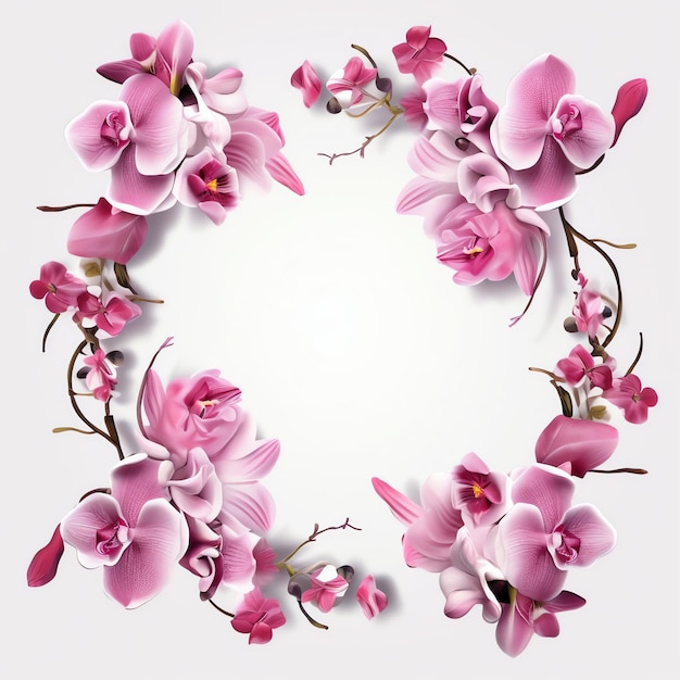 Niedliches romantisches Orchideen-Blumenrahmen-Aquarell