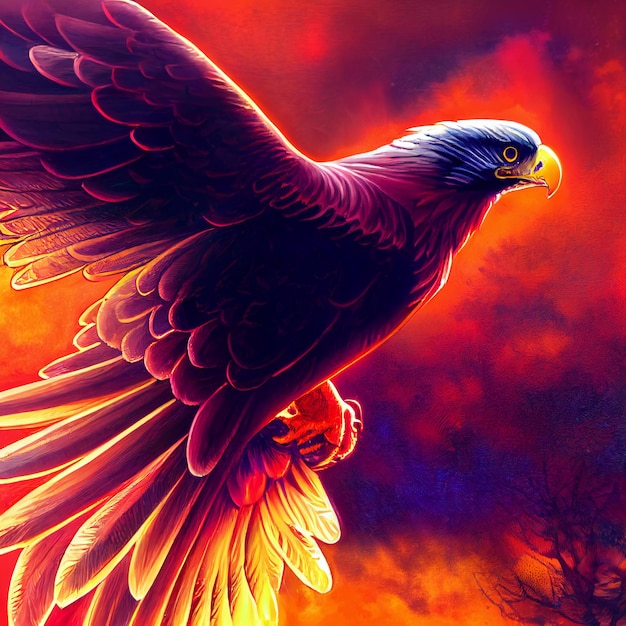 Niedliches Tier kleines hübsches rotes Adlerporträt aus einem Spritzer Aquarellillustration