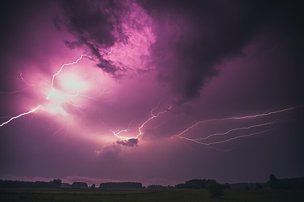 Foto niedriger blickwinkel auf den blitz in der nacht