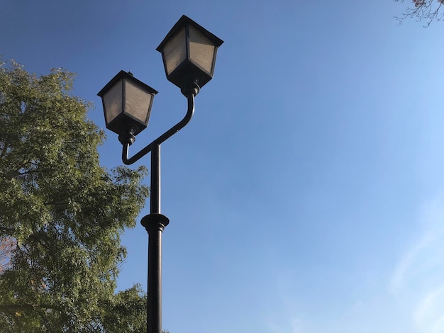 Niedriger Blickwinkel der Straßenleuchte gegen den Himmel