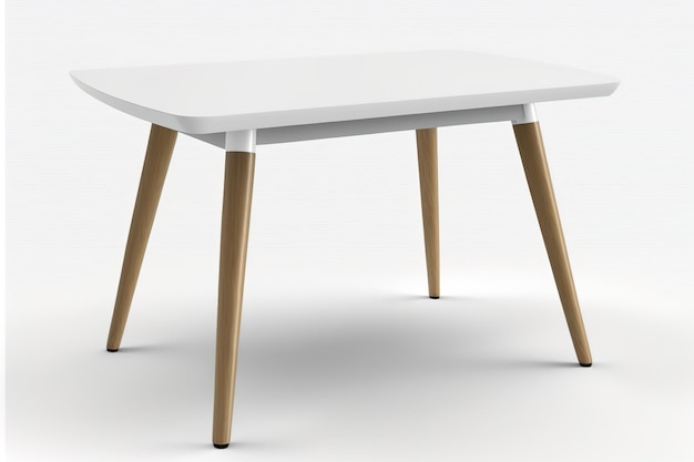 Niedriger Tisch mit isoliertem weißem Hintergrund. Im Lieferumfang enthalten ist das gespeicherte Beschneidungspfadbild
