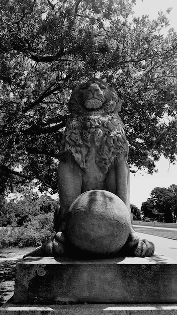 Foto niedrigwinkelansicht der löwenstatue