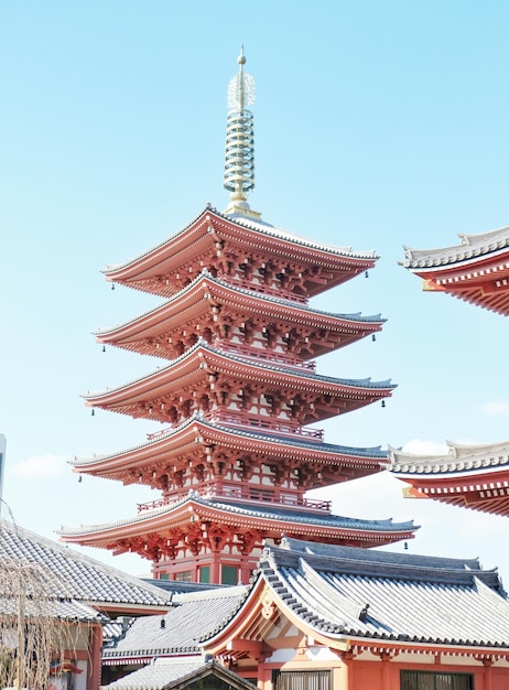 Foto niedrigwinkelansicht der pagode im tempel