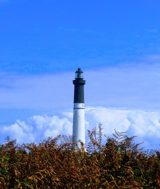 Foto niedrigwinkelansicht des leuchtturms gegen den blauen himmel