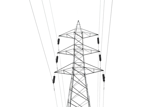 Niedrigwinkelansicht des Strompylons vor klarem Himmel