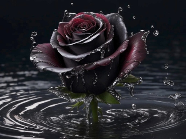 Nieselregen auf künstlicher schwarzer Rose