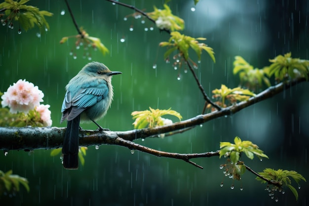 Nieselregen regnerischer Tag im Herbsthintergrund und Hintergrundbild Generative KI