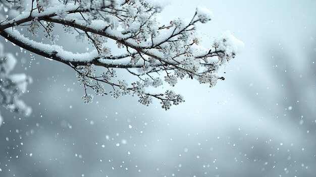 Foto la nieve se acumula en las ramas de los árboles