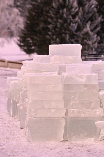 Nieve blanca Agua congelada Hielo frío