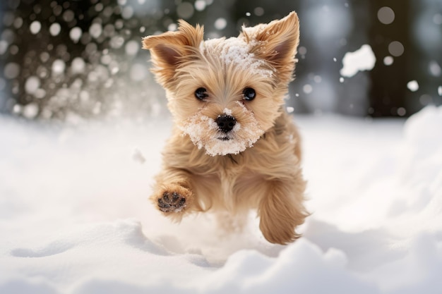 La nieve cálida del invierno del perro genera Ai