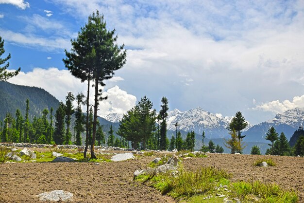 Nieve en las colinas hermosa vista en Kumrat Pakistán