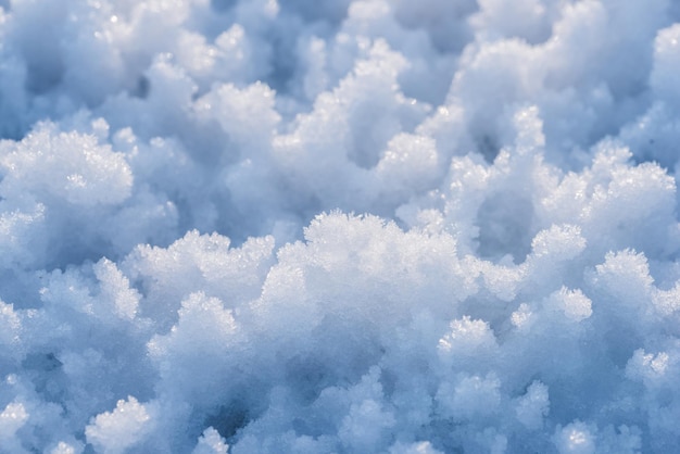 La nieve como fondo vista de primer plano clima invernal primavera granulado fondo de nieve azul