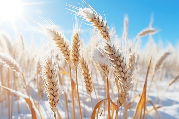 La nieve cubre el campo de trigo