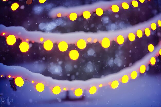 Foto nieve y decoración una hermosa y festiva escena navideña ai generativa