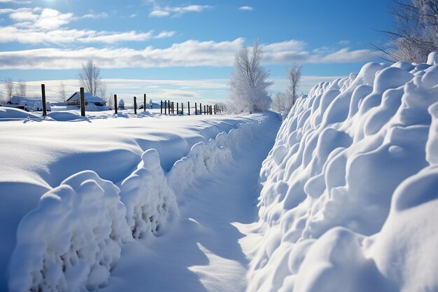 La nieve se desplaza contra una valla