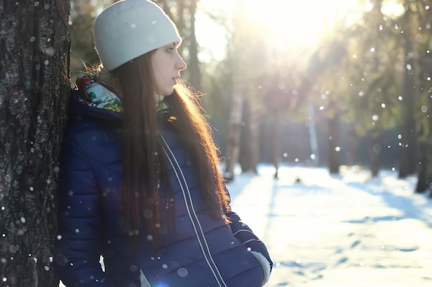 Nieve, invierno, retrato, hembra