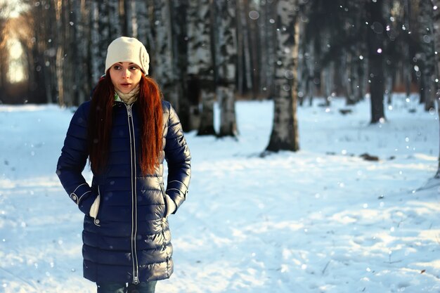 Nieve, invierno, retrato, hembra