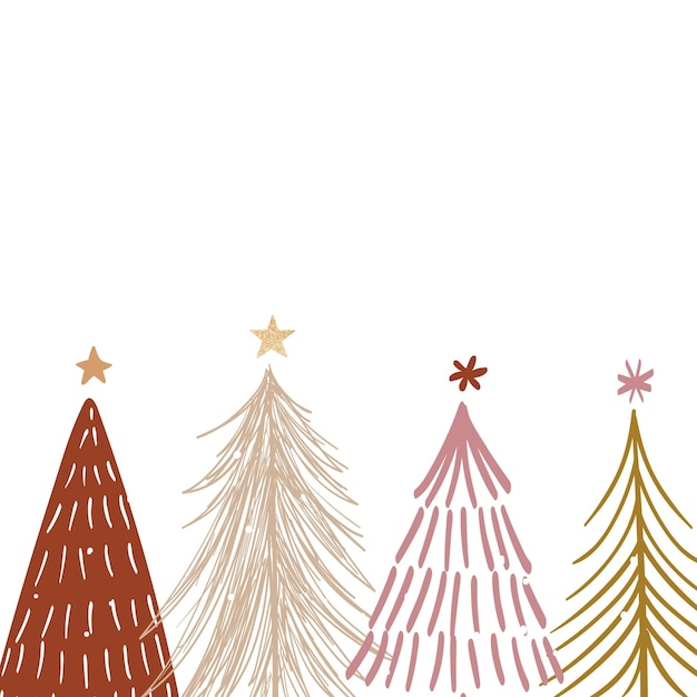 Nieve de Navidad fondo png pinos borde diseño de garabato rojo