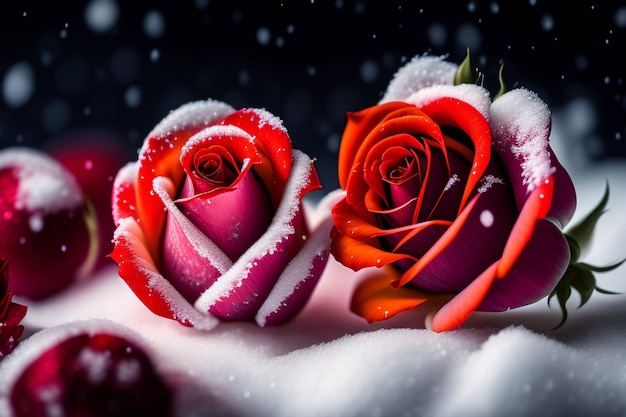 Nieve en las rosas fondos de pantalla e imágenes