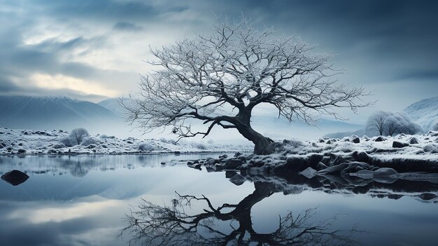 Foto la nieve silenciosa captura la quietud