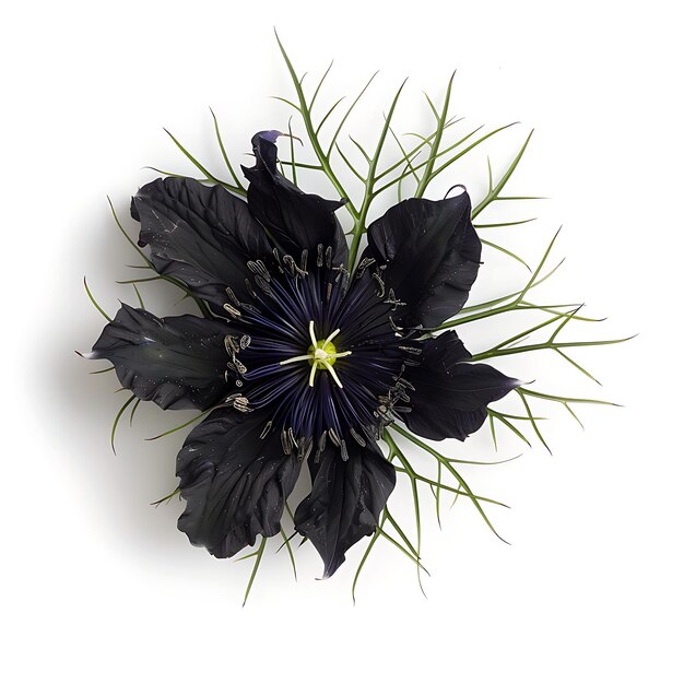 Foto nigella flower with jet black e cor única as flores um clipart isolado em branco bg natural