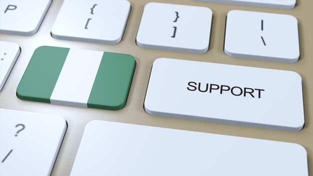 Nigeria Support Concept Button Push-Unterstützung eines Landes oder einer Regierung mit Nationalflagge