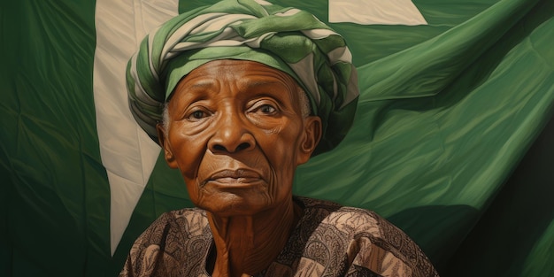 Nigerianerin mit der Flagge Nigerias. Nigeria-Unabhängigkeitstag