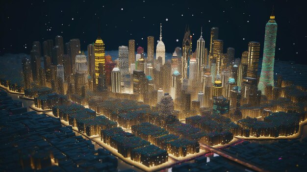 Nighttime Metropolis Un paisaje urbano en 3D asombrosamente detallado con poderes VFX e iluminación cinematográfica