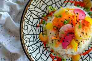 Foto nikkei kaleidoscope colores audaces en una fiesta de fusión culinaria