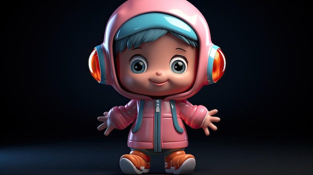 Niña 3D personaje de dibujos animados generado por AI